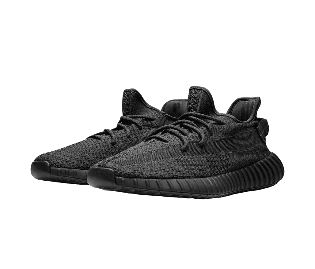 An dark gray and black pair of Adidas YEEZY Boost 350 sneakers.